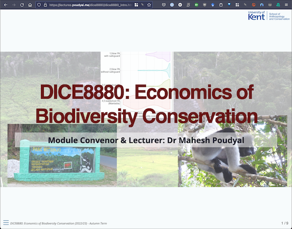 Screenshot of quarto presentation title slide
